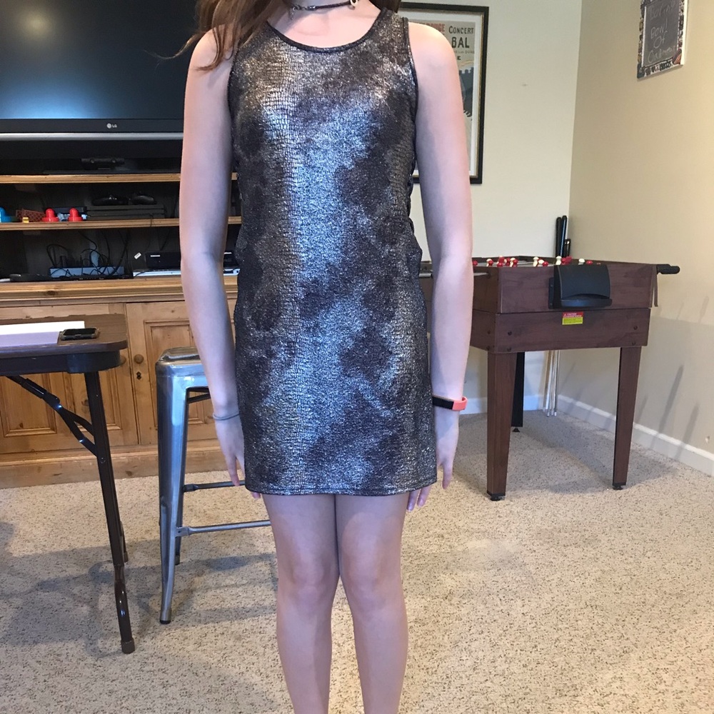 Girls Flowers by Zoe metallic dress